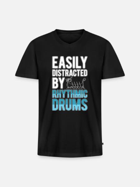 Slightly distracted by rhythmic drums - Men's Premium Organic T-shirt with V-neck - black