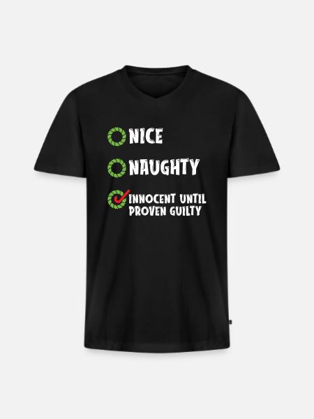 Nice naughty innocent funny - Men's Premium Organic T-shirt with V-neck - black