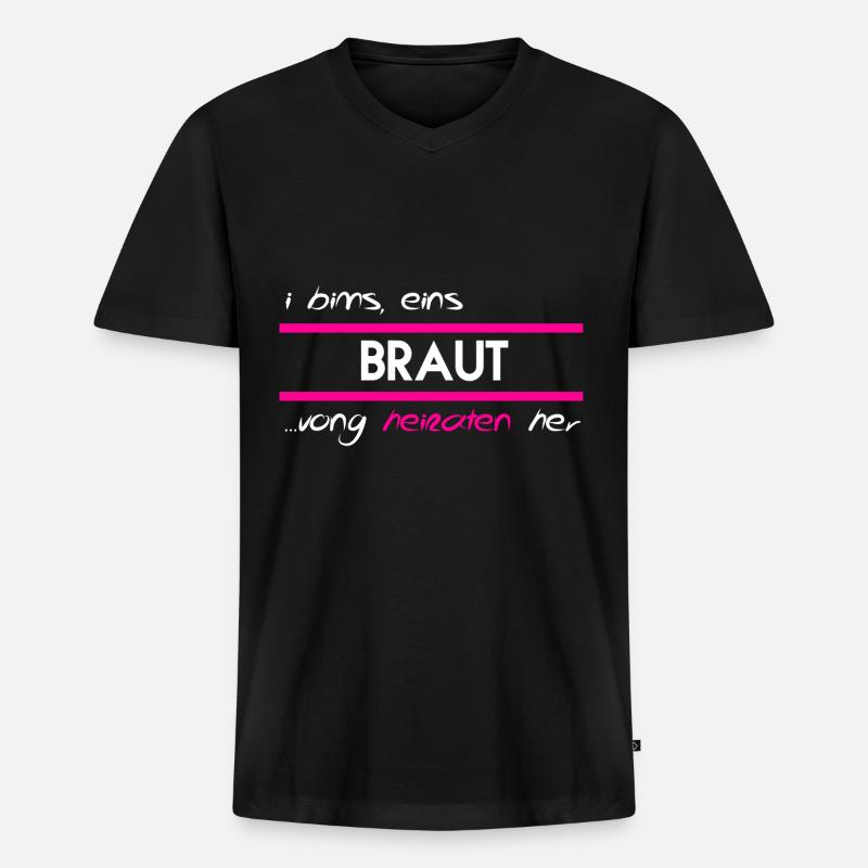 BRAUT, JGA, GESCHENK - Männer Premium Bio T-Shirt mit V-Ausschnitt - Schwarz