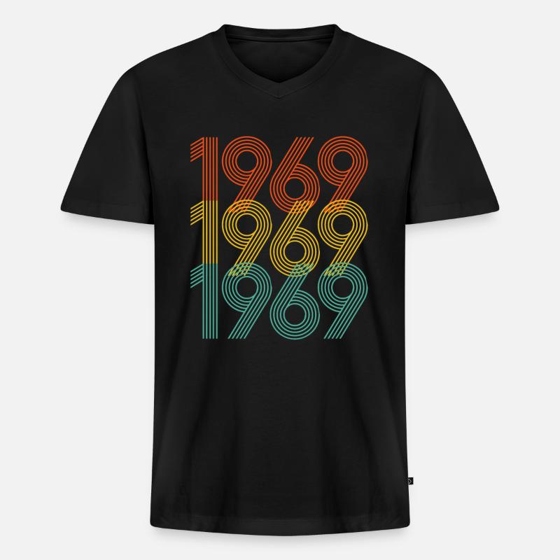 1969 retro - Männer Premium Bio T-Shirt mit V-Ausschnitt - Schwarz