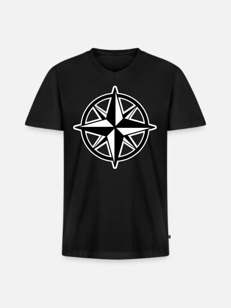 Compass star - Men's Premium Organic T-shirt with V-neck - black