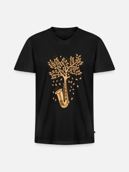 Saxophone chapel brass music - Men's Premium Organic T-shirt with V-neck - black