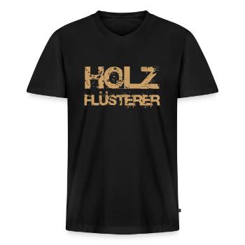Holzflüsterer Holzfäller Waldarbeiter Holz Flüster - Männer Premium Bio T-Shirt mit V-Ausschnitt - Schwarz - Vorne - Nico (187cm)
