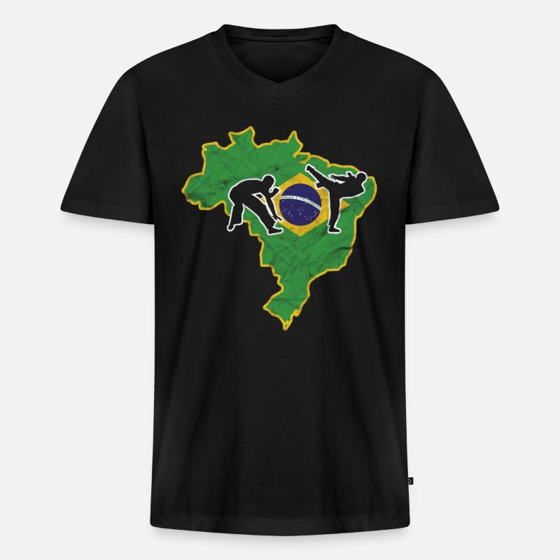 Capoeira Brasilien - Männer Premium Bio T-Shirt mit V-Ausschnitt - Schwarz