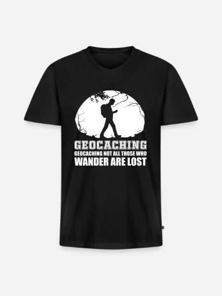 Geocaching - Männer Premium Bio T-Shirt mit V-Ausschnitt - Schwarz