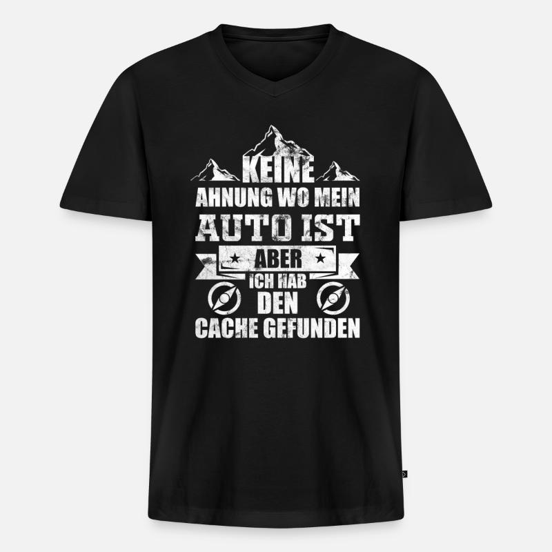 Geocaching Cache - Männer Premium Bio T-Shirt mit V-Ausschnitt - Schwarz