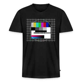 Testbild Retro 80er Jahre Kostüm - Männer Premium Bio T-Shirt mit V-Ausschnitt - Schwarz - Vorne - Nico (187cm)