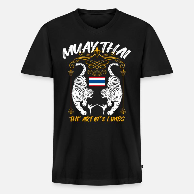 Muay Thai - Thailand - Männer Premium Bio T-Shirt mit V-Ausschnitt - Schwarz