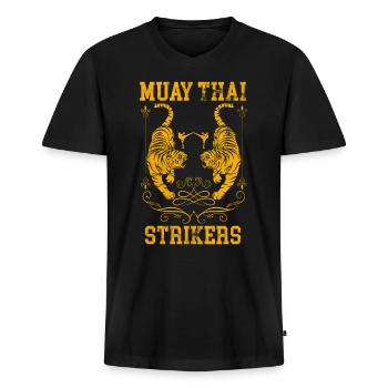 Muay Thai Boxing - Männer Premium Bio T-Shirt mit V-Ausschnitt - Schwarz - Vorne - Nico (187cm)