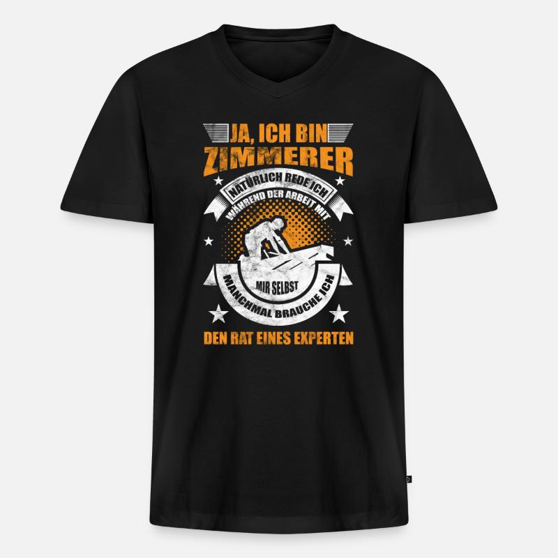 Zimmerer Spruch - Männer Premium Bio T-Shirt mit V-Ausschnitt - Schwarz