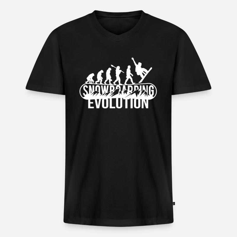 Snowboard - Snowboarding Evolution - Männer Premium Bio T-Shirt mit V-Ausschnitt - Schwarz