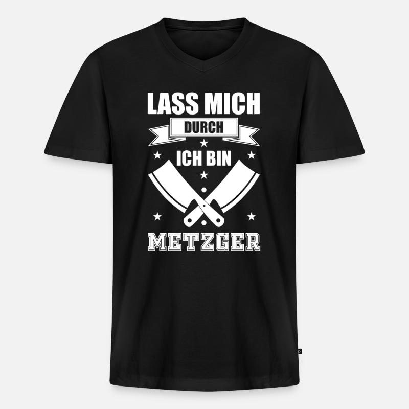 Metzger - Männer Premium Bio T-Shirt mit V-Ausschnitt - Schwarz