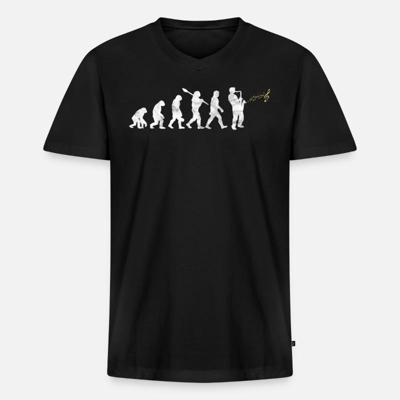 Saxophone Saxophonist Evolution - Männer Premium Bio T-Shirt mit V-Ausschnitt - Schwarz