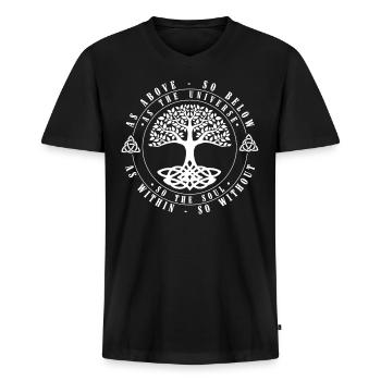Arbre de vie, Arbre de vie Art celtique Life ToT - T-shirt encolure en V Premium bio Homme - noir - Devant - Nico (187cm)