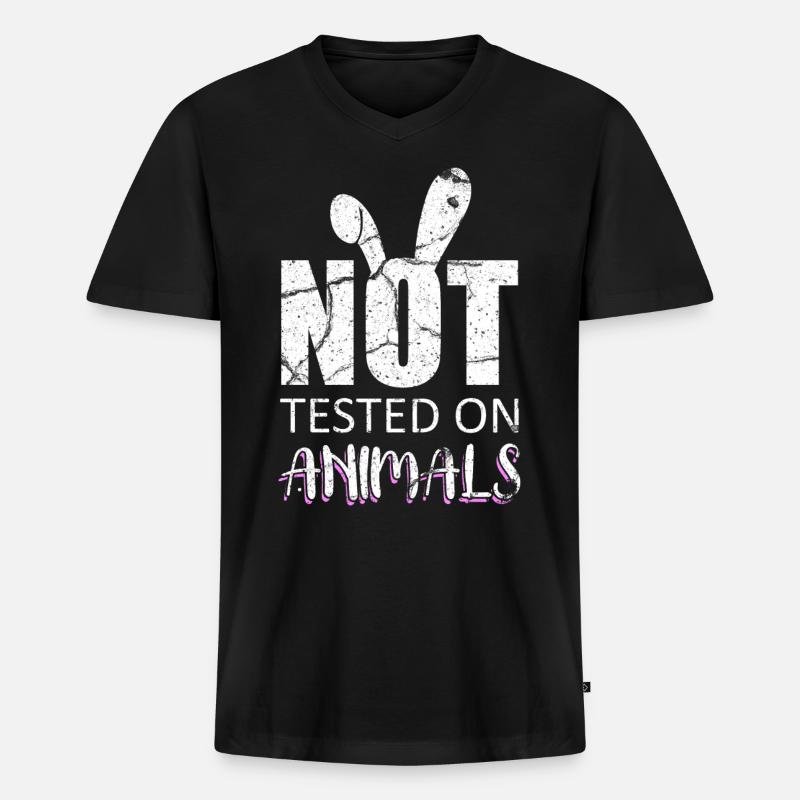 Tierversuche - Männer Premium Bio T-Shirt mit V-Ausschnitt - Schwarz