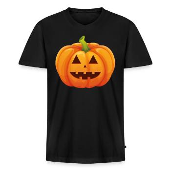 Kürbis Halloweenkostüm - Ich bin ein Kürbis - Männer Premium Bio T-Shirt mit V-Ausschnitt - Schwarz - Vorne - Nico (187cm)