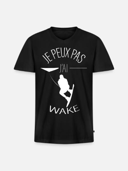 Je peux pas j'ai wake - T-shirt encolure en V Premium bio Homme - noir
