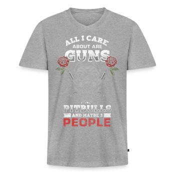 Chien de combat propriétaire de chien chien ami - T-shirt encolure en V Premium bio Homme - gris chiné - Devant