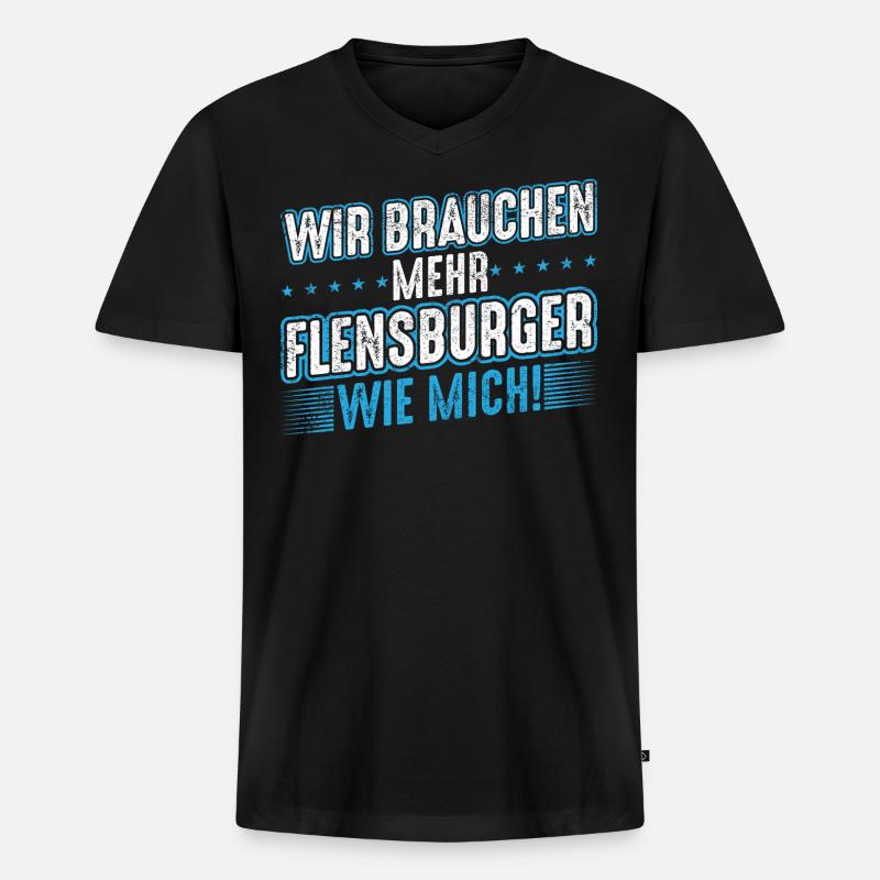 Flensburg Flensburger Männer Spruch Geschenk - Männer Premium Bio T-Shirt mit V-Ausschnitt - Schwarz