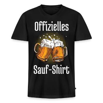 Trachten Männer Offizielles Saufshirt - Männer Premium Bio T-Shirt mit V-Ausschnitt - Schwarz - Vorne - Nico (187cm)