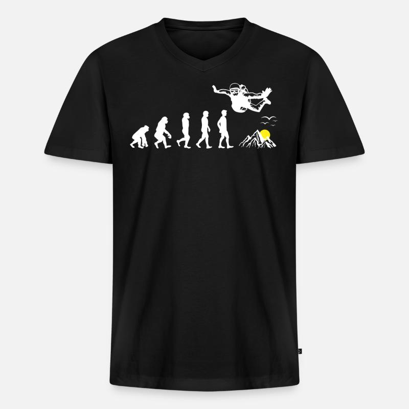 Parachute Parachute Parachute Parachutisme Évolution - T-shirt encolure en V Premium bio Homme - noir