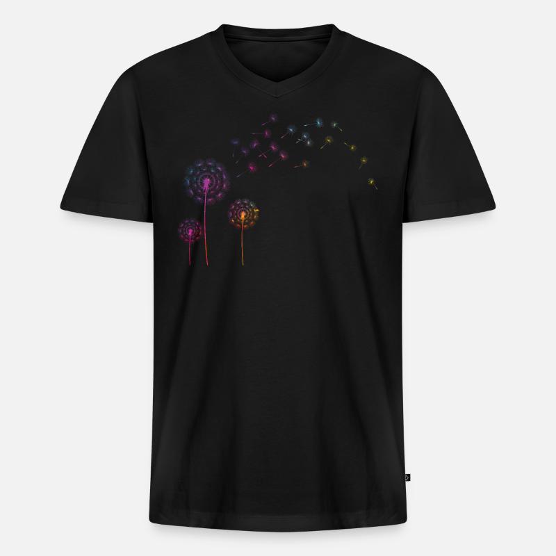 Pusteblume Farb Splash - Männer Premium Bio T-Shirt mit V-Ausschnitt - Schwarz