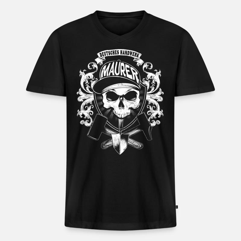 Maurer - Männer Premium Bio T-Shirt mit V-Ausschnitt - Schwarz