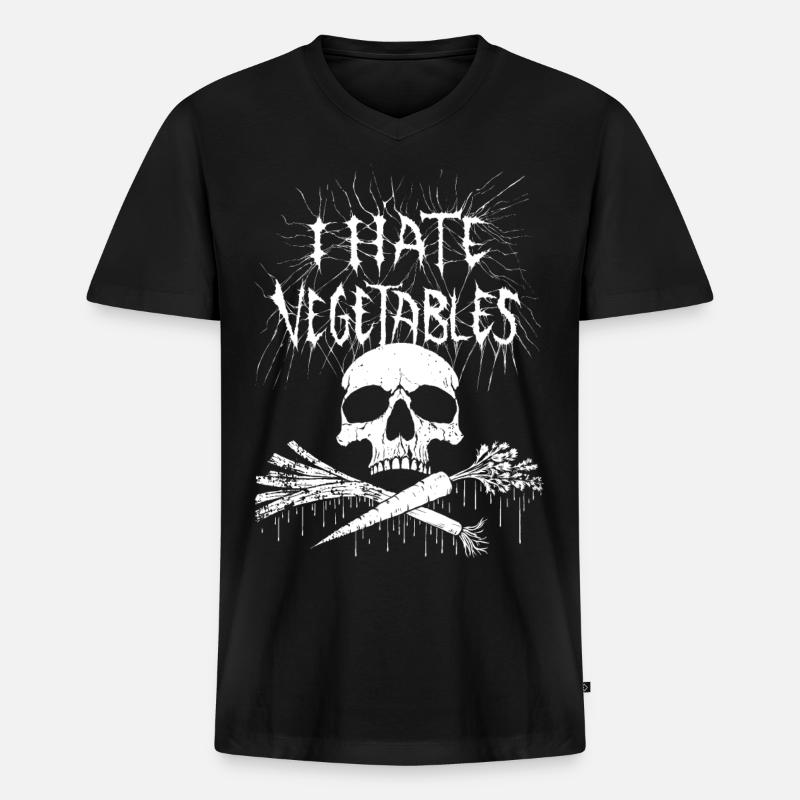 Ich hasse Gemüse! - Männer Premium Bio T-Shirt mit V-Ausschnitt - Schwarz