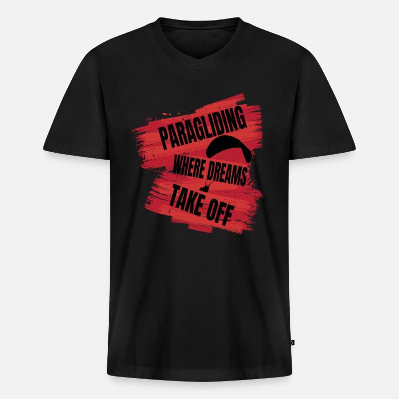 Paragliding – Where Dreams Take Off - Männer Premium Bio T-Shirt mit V-Ausschnitt - Schwarz