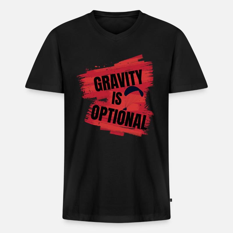 Gravity Is Optional – Paragliding Design - Männer Premium Bio T-Shirt mit V-Ausschnitt - Schwarz