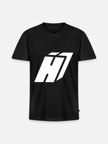 Abstract H letter - Men's Premium Organic T-shirt with V-neck - black