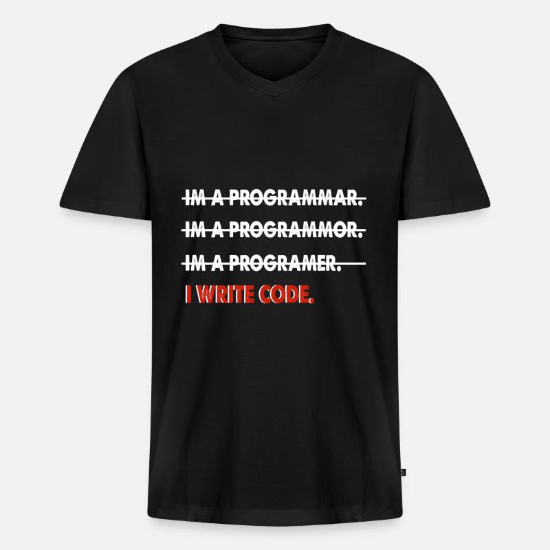 Programmierer Coder lustig Geschenk - Männer Premium Bio T-Shirt mit V-Ausschnitt - Schwarz