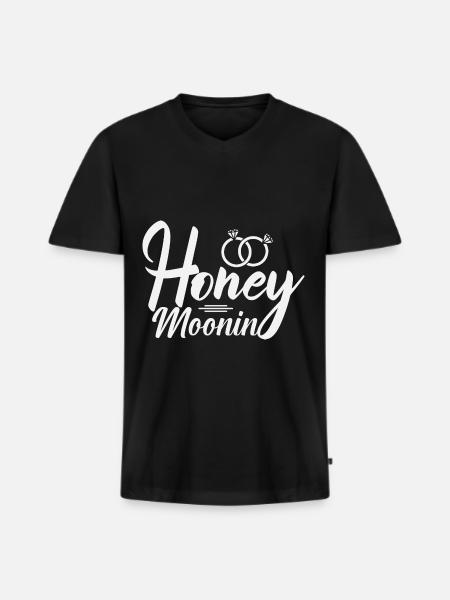 Honeymoonine - Men's Premium Organic T-shirt with V-neck - black