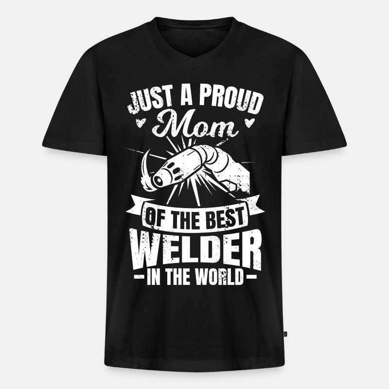Stolze Mutter des besten Schweißers - Männer Premium Bio T-Shirt mit V-Ausschnitt - Schwarz