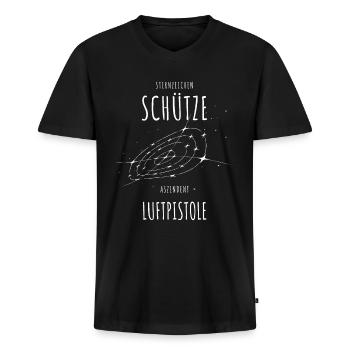 Sternzeichen Schütze Aszendent Luftpistole - Männer Premium Bio T-Shirt mit V-Ausschnitt - Schwarz - Vorne - Nico (187cm)