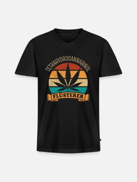 THC Flüsterer - Tetrahydrocannabinol - Cannabis - Männer Premium Bio T-Shirt mit V-Ausschnitt - Schwarz