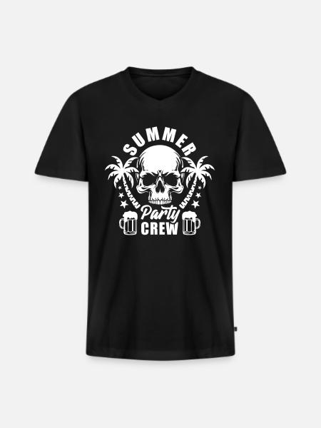 Summer Party Crew - Bierglas - Männer Premium Bio T-Shirt mit V-Ausschnitt - Schwarz