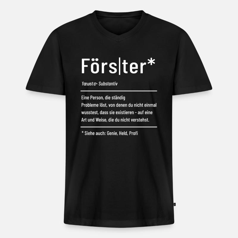Förster - Definition - Lexikon - Männer Premium Bio T-Shirt mit V-Ausschnitt - Schwarz