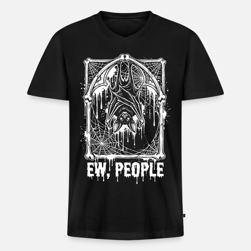 Ew People Fledermaus Gothic - Männer Premium Bio T-Shirt mit V-Ausschnitt - Schwarz