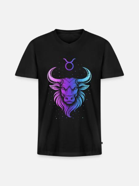 Gradient Cosmique de Taureau - T-shirt encolure en V Premium bio Homme - noir