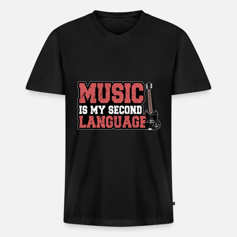 Musik Gitarre - Männer Premium Bio T-Shirt mit V-Ausschnitt - Schwarz