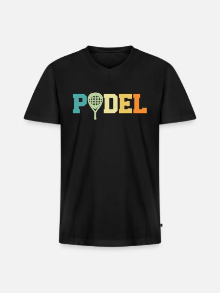 Retro padel - Men's Premium Organic T-shirt with V-neck - black