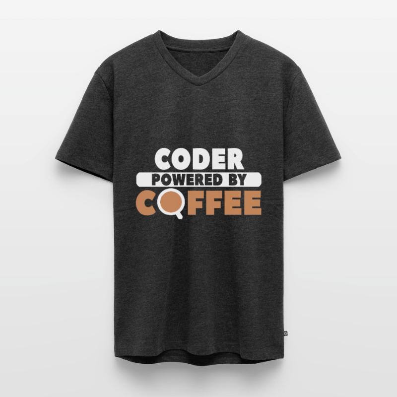 Coder Coffee Men's Premium Organic T-shirt with V-neck