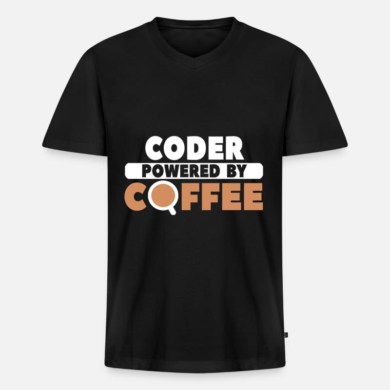 Coder Coffee - Men's Premium Organic T-shirt with V-neck - black