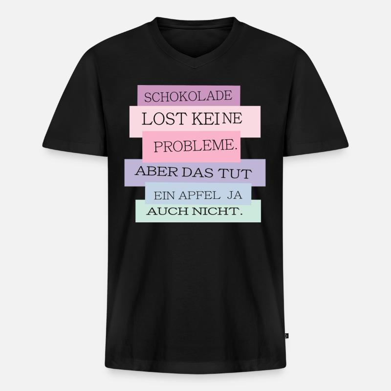 Schokolade vs. Apfel - Männer Premium Bio T-Shirt mit V-Ausschnitt - Schwarz