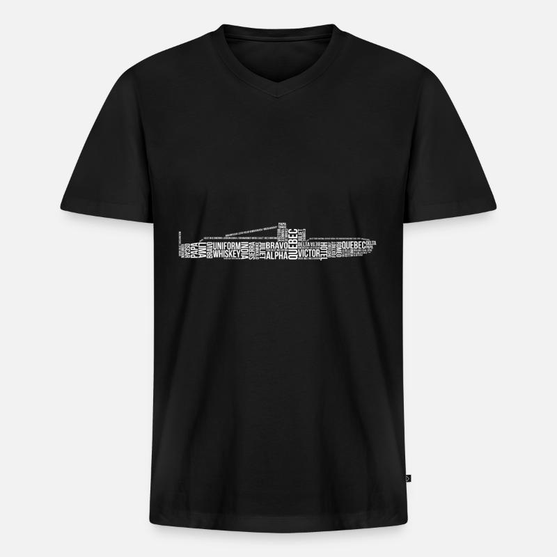 Nato Alphabet U-Boot - Männer Premium Bio T-Shirt mit V-Ausschnitt - Schwarz