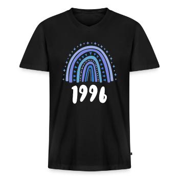 Blue Rainbow Year of birth born 1996 - Men's Premium Organic T-shirt with V-neck - black - Front - Nico (187cm)