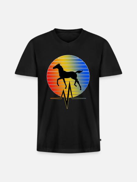 Cheval - EKG - T-shirt encolure en V Premium bio Homme - noir