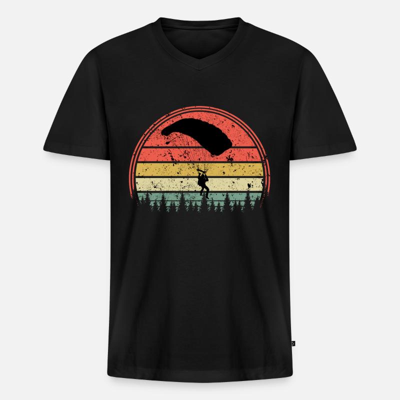 Fallschirm - Männer Premium Bio T-Shirt mit V-Ausschnitt - Schwarz