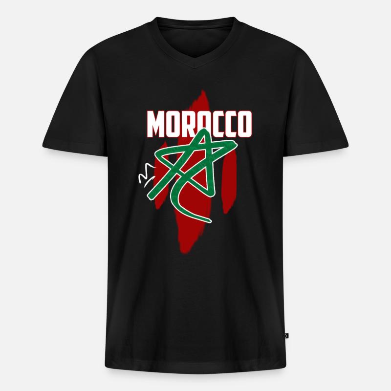 Marokko - Männer Premium Bio T-Shirt mit V-Ausschnitt - Schwarz